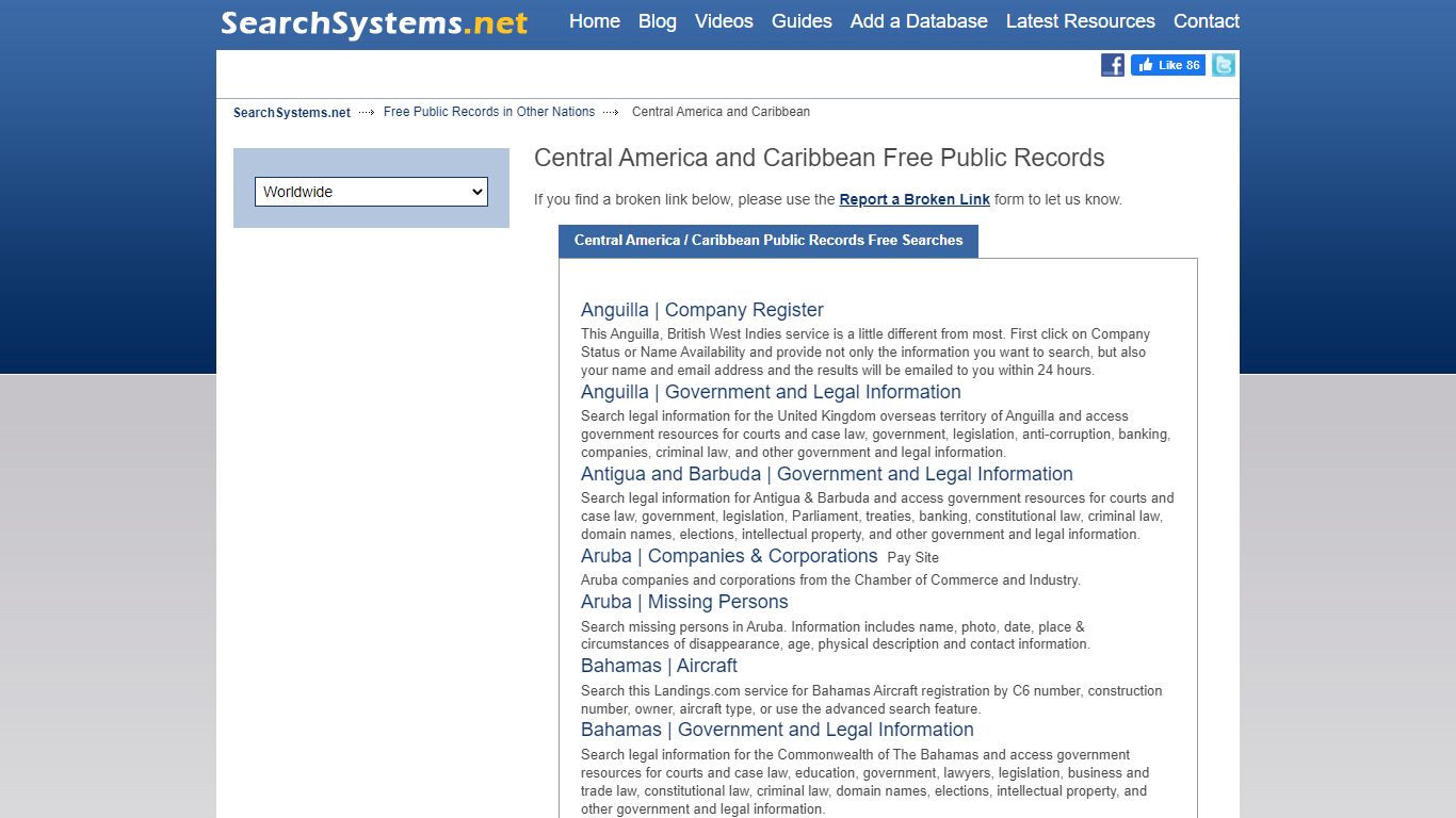 Central America / Caribbean Public Records Searches